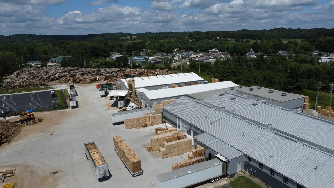 Aerial view of ePallet's timber and pallet operations