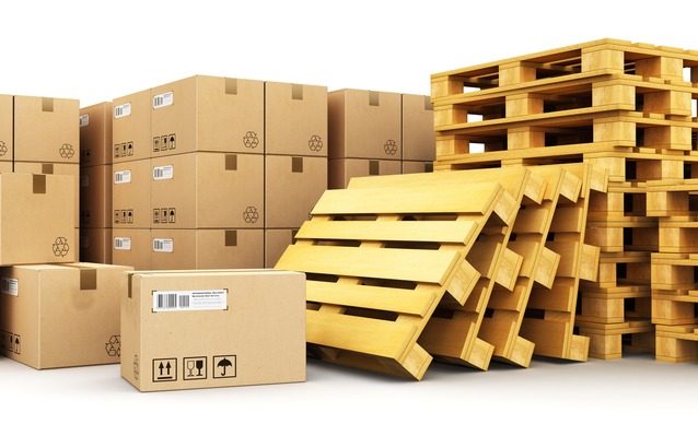 shipping boxes and pallets